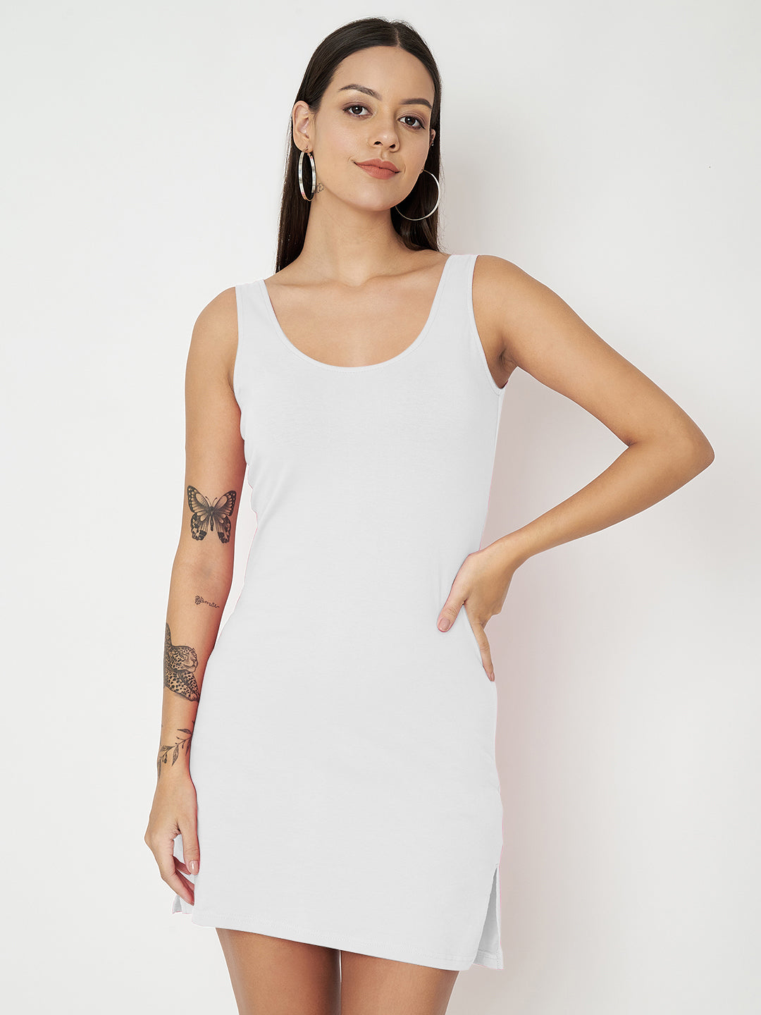 BRINNS Women Scoop Neck Sleeveless bodycon Mini Dress