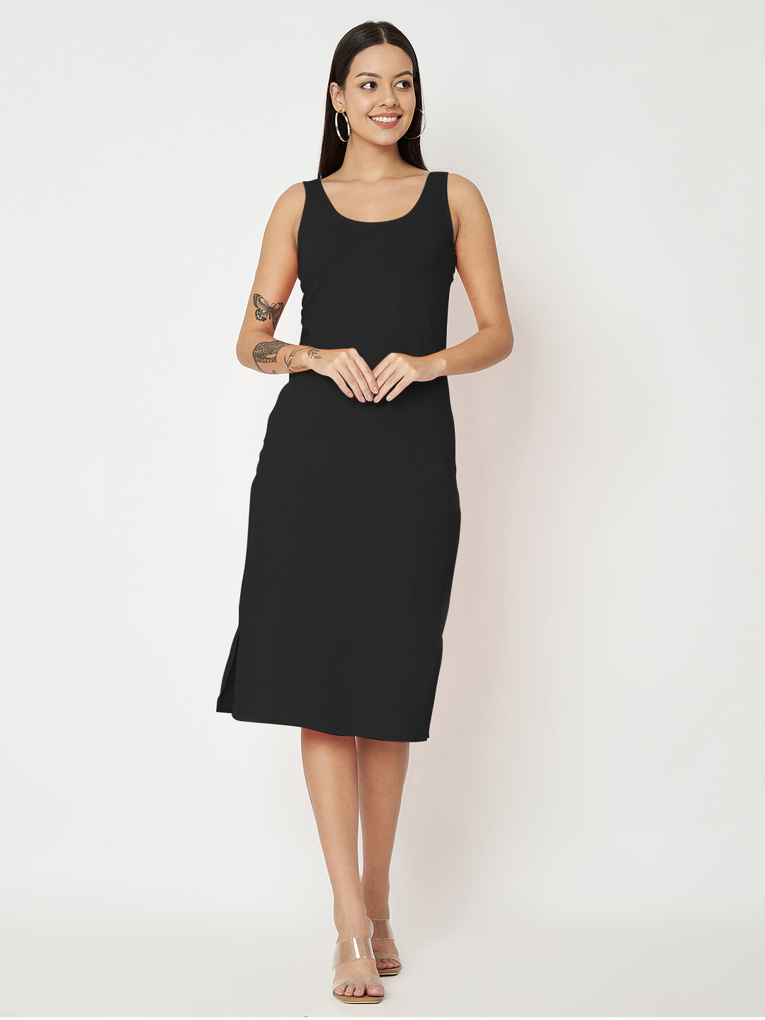 BRINNS Women Solid Sleeveless Sheath Midi Dress