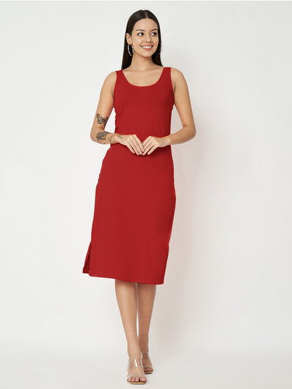 BRINNS Women Solid Sleeveless Sheath Midi Dress