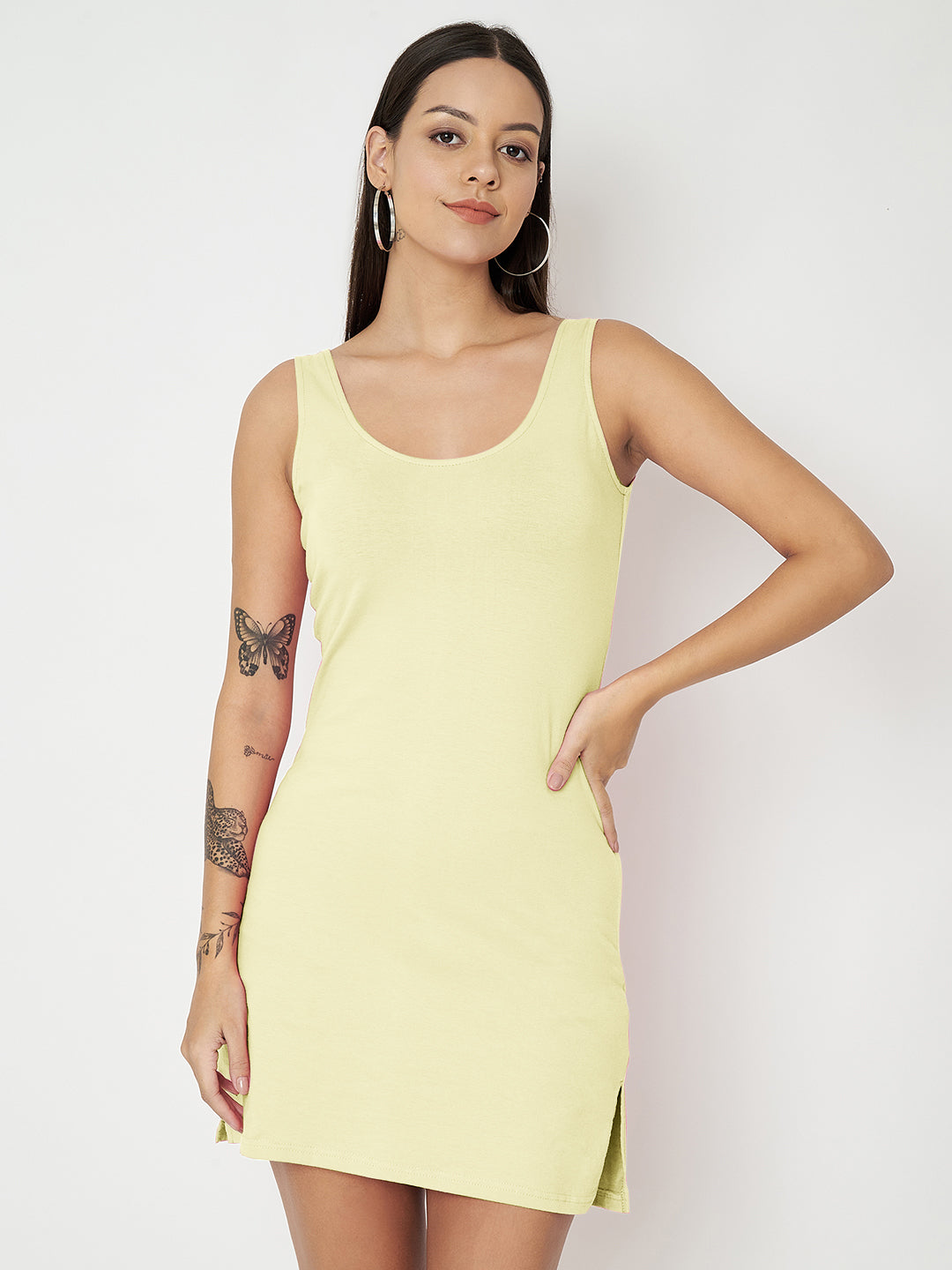BRINNS Women Scoop Neck Sleeveless bodycon Mini Dress