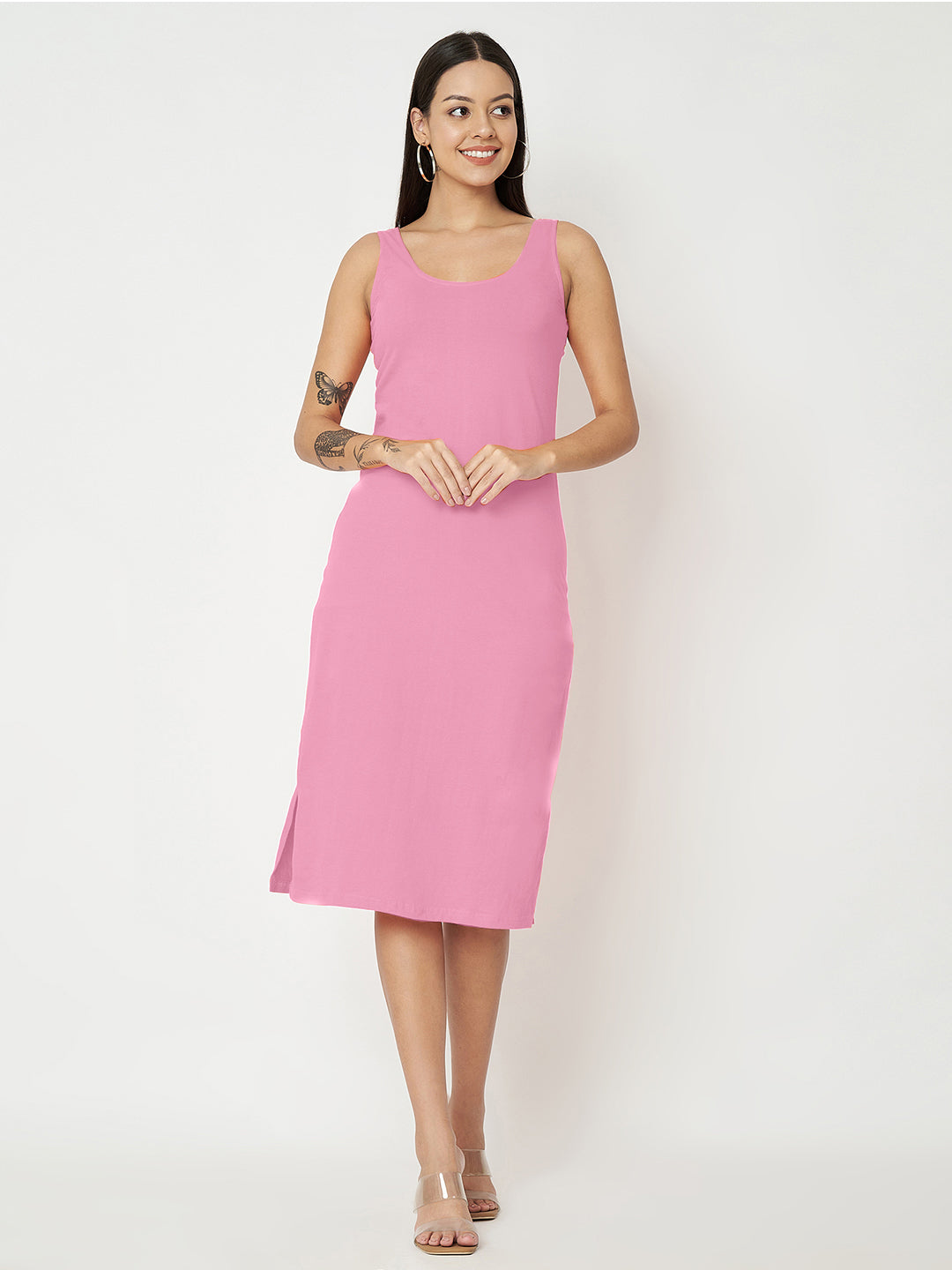 BRINNS Women Solid Sleeveless Sheath Midi Dress