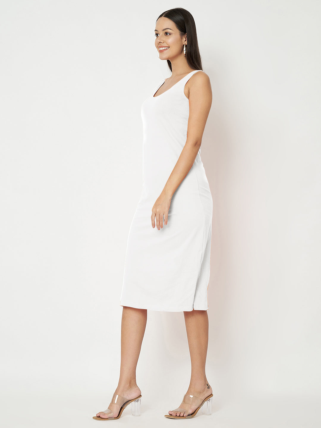 BRINNS Women Solid Sleeveless Sheath Midi Dress