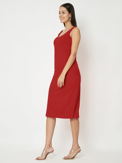 BRINNS Women Solid Sleeveless Sheath Midi Dress