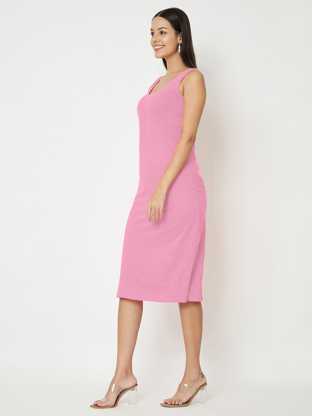BRINNS Women Solid Sleeveless Sheath Midi Dress