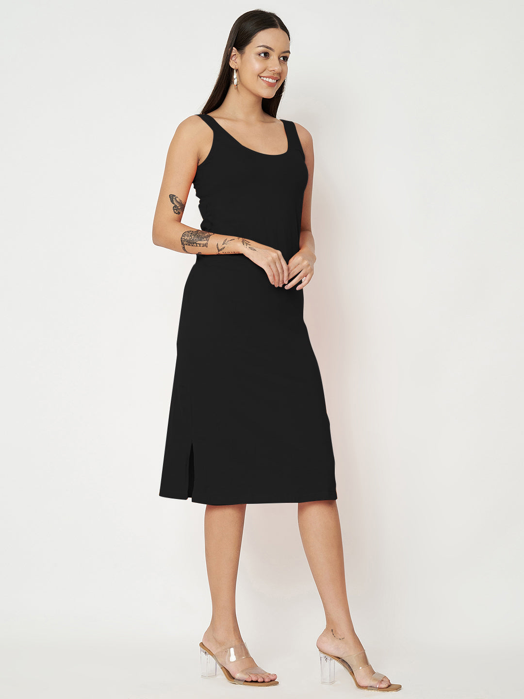 BRINNS Women Solid Sleeveless Sheath Midi Dress