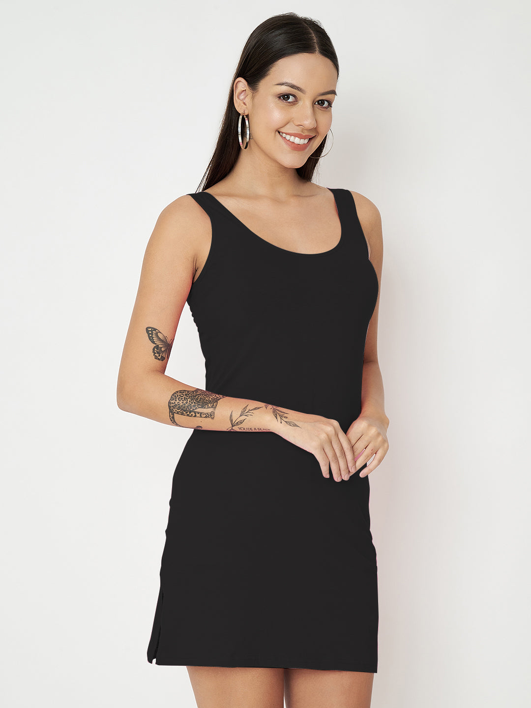 BRINNS Women Scoop Neck Sleeveless bodycon Mini Dress