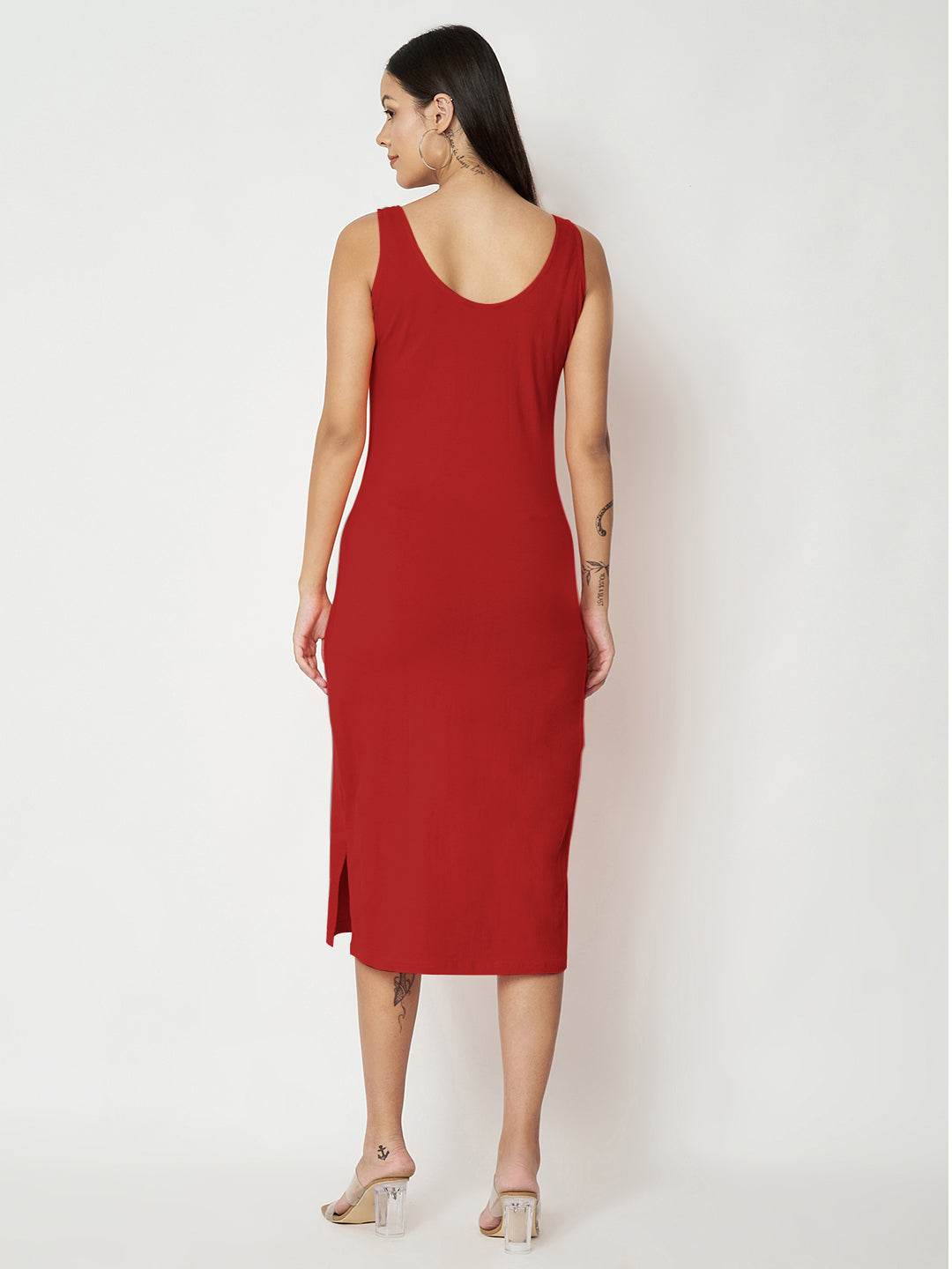 BRINNS Women Solid Sleeveless Sheath Midi Dress