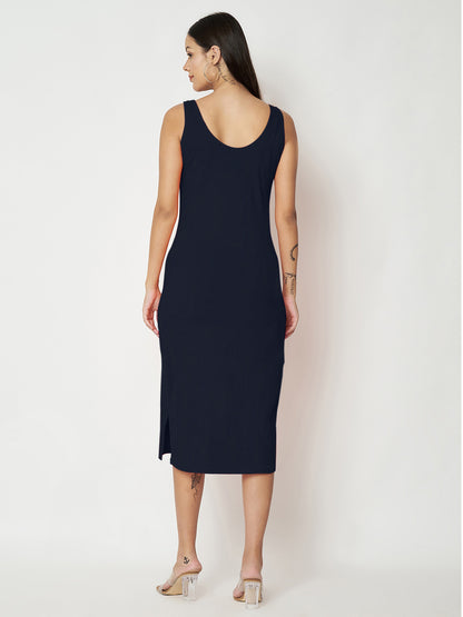 BRINNS Women Solid Sleeveless Sheath Midi Dress