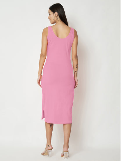BRINNS Women Solid Sleeveless Sheath Midi Dress