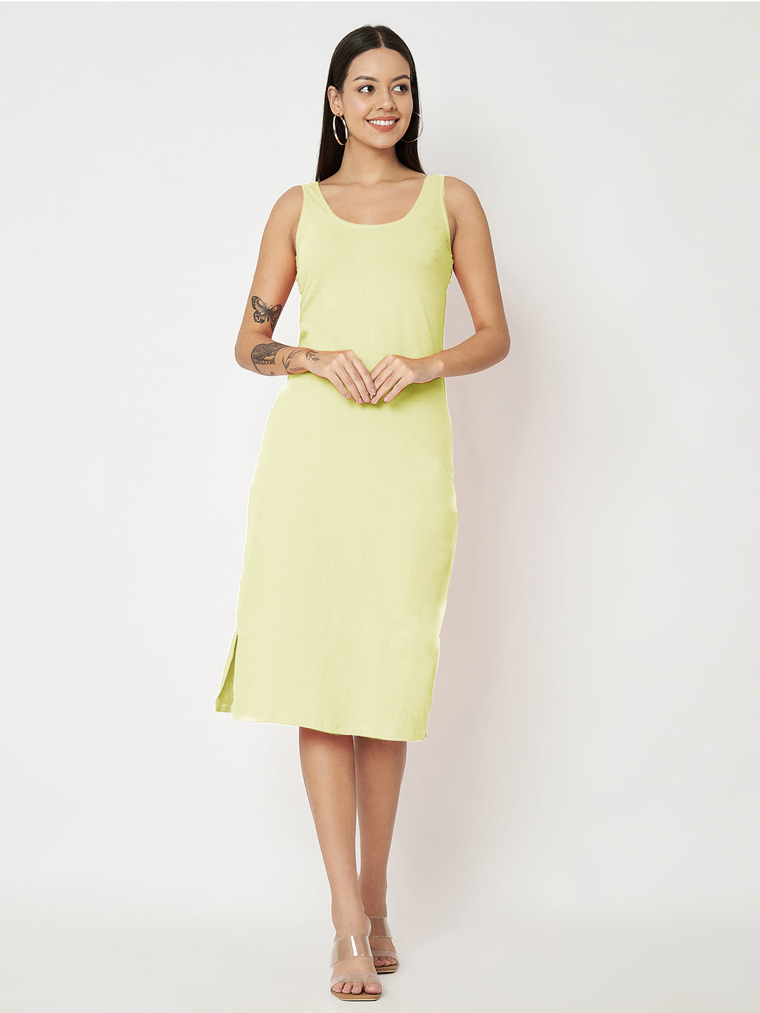 BRINNS Women Solid Sleeveless Sheath Midi Dress