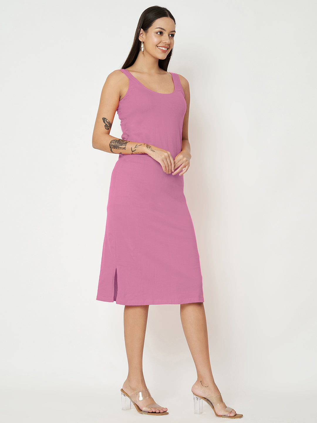 BRINNS Women Solid Sleeveless Sheath Midi Dress