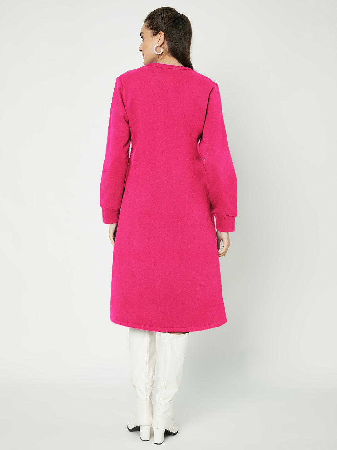 A-Line Dress with V-Neck Split Mandarin Collar