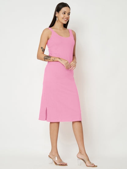 BRINNS Women Solid Sleeveless Sheath Midi Dress