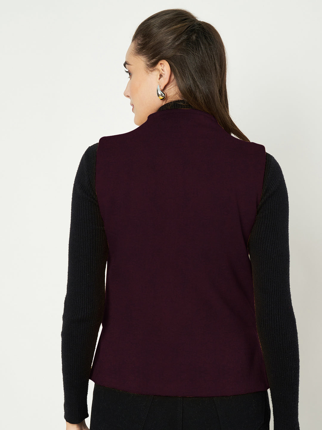 V-Neck Casual Polycotton Fleece Waistcoat with Pockets