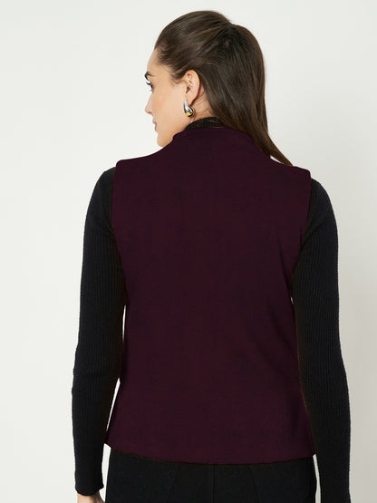 V-Neck Casual Polycotton Fleece Waistcoat with Pockets