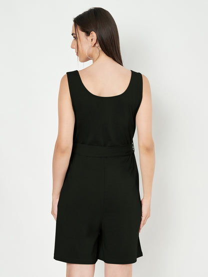 BRINNS Women's Cotton Sleeveless Belted Playsuit