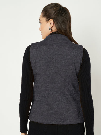 V-Neck Casual Polycotton Fleece Waistcoat with Pockets