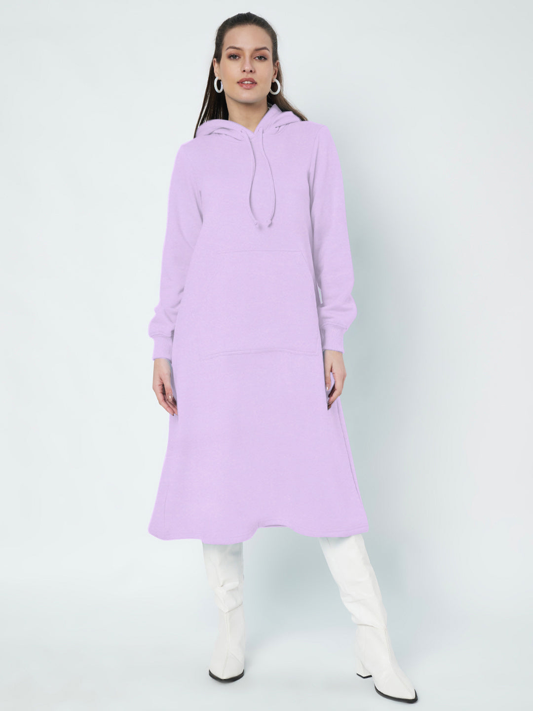 Hooded A-Line Midi Dress