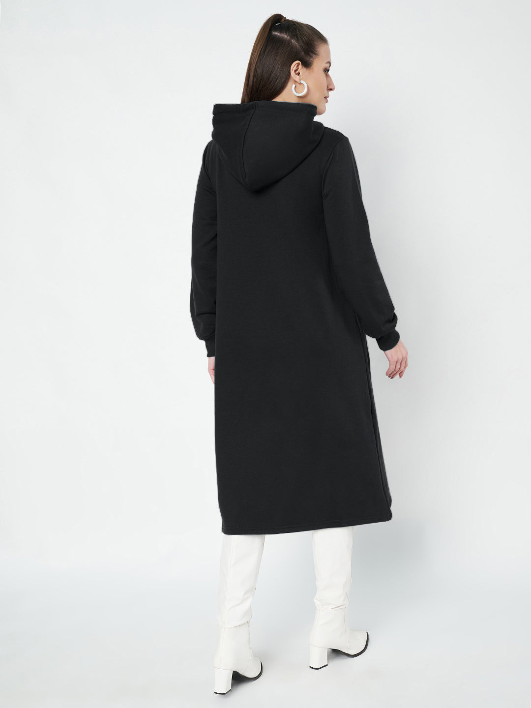 Hooded A-Line Midi Dress
