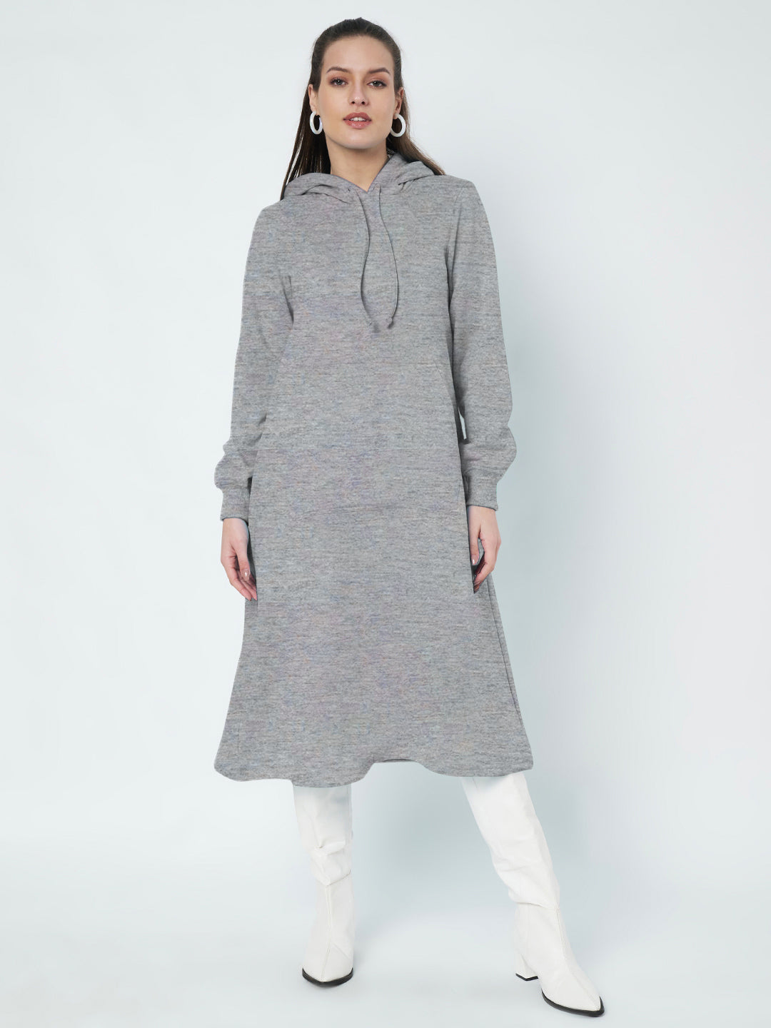 Hooded A-Line Midi Dress