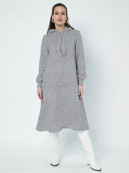 Hooded A-Line Midi Dress