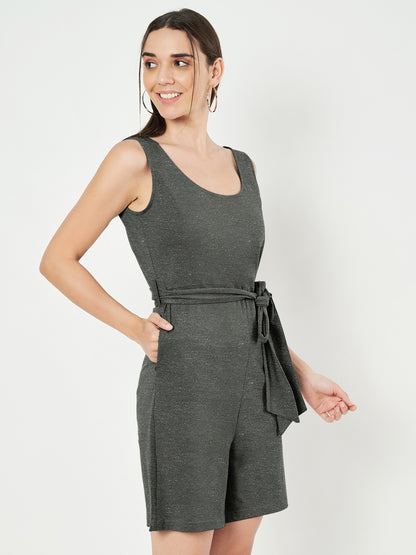BRINNS Women's Cotton Sleeveless Belted Playsuit