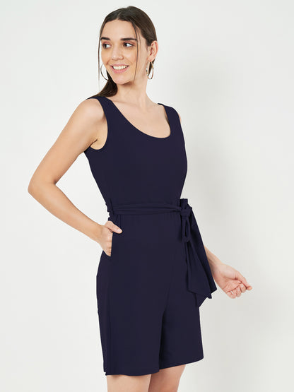 BRINNS Women's Cotton Sleeveless Belted Playsuit