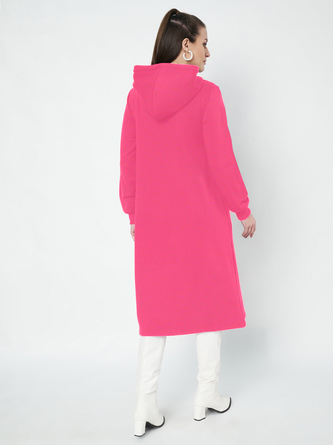Hooded A-Line Midi Dress