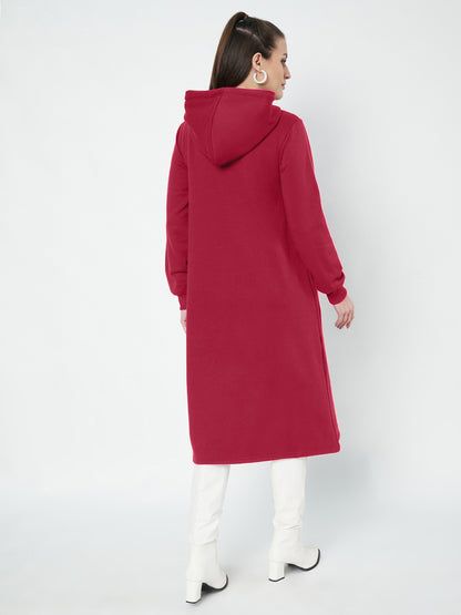 Hooded A-Line Midi Dress