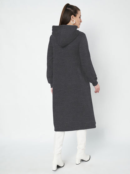 Hooded A-Line Midi Dress