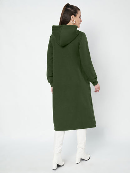 Hooded A-Line Midi Dress