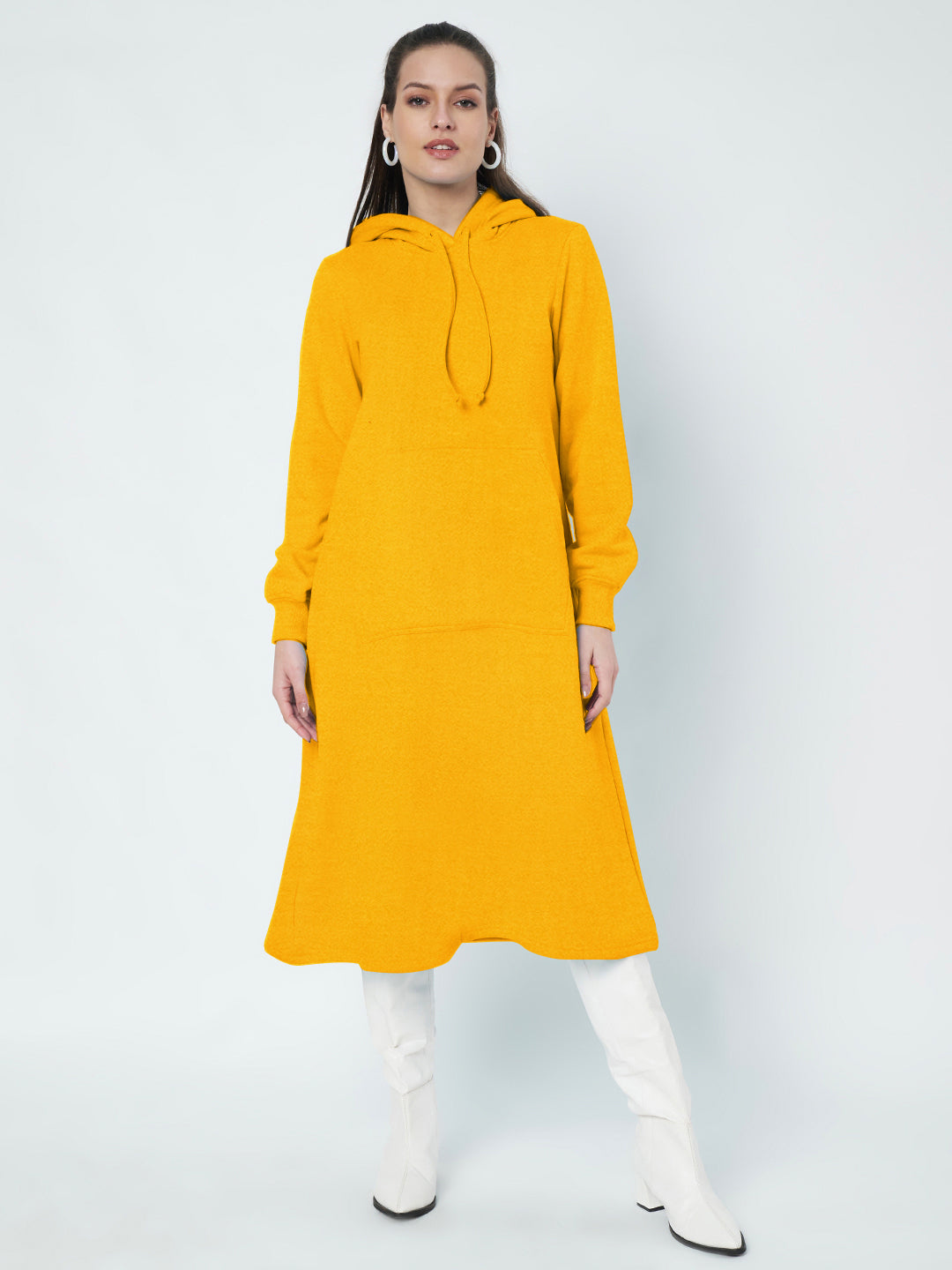 Hooded A-Line Midi Dress