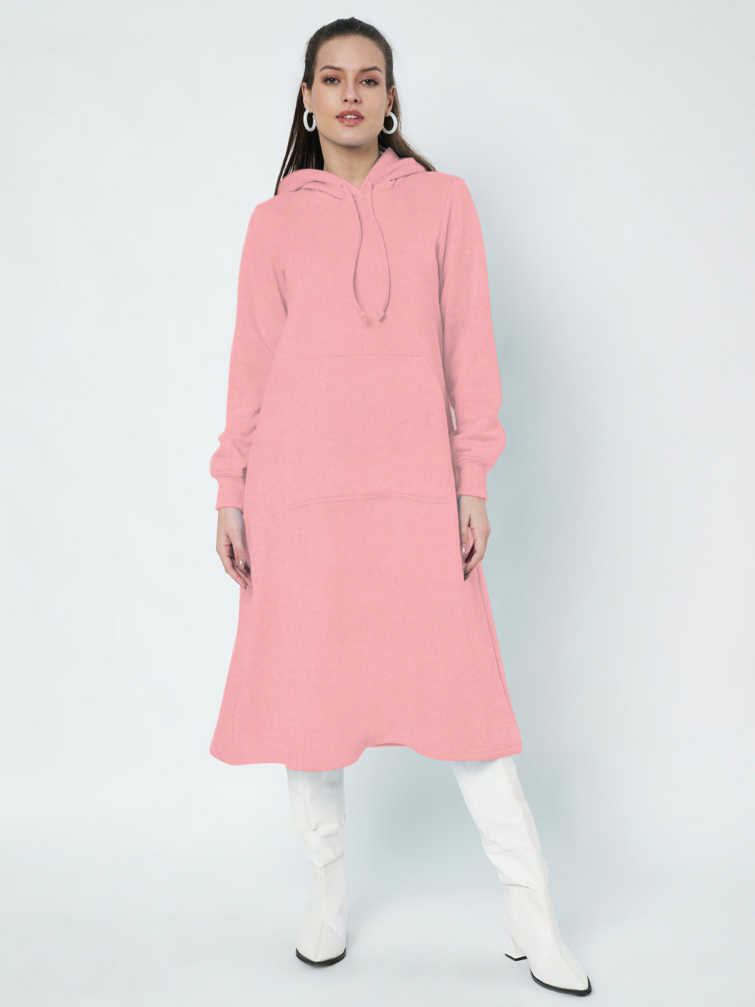 Hooded A-Line Midi Dress