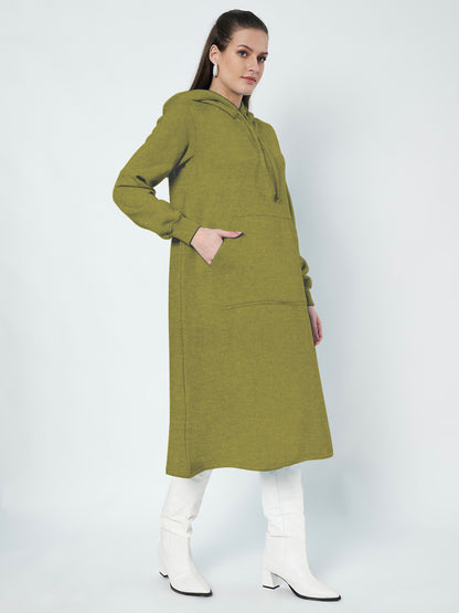 Hooded A-Line Midi Dress