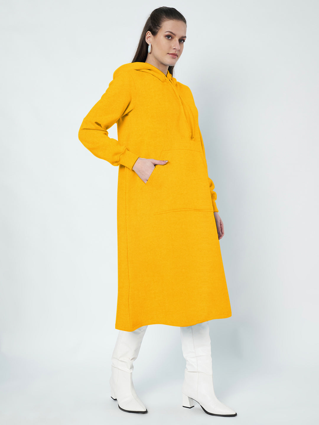 Hooded A-Line Midi Dress