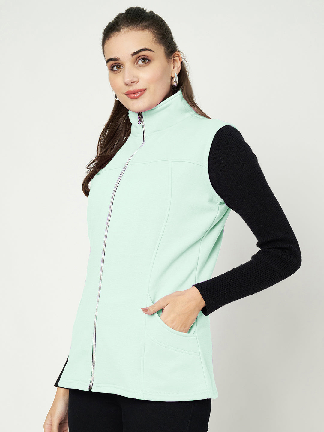 Mock Collar Fleece Tailored Jacket