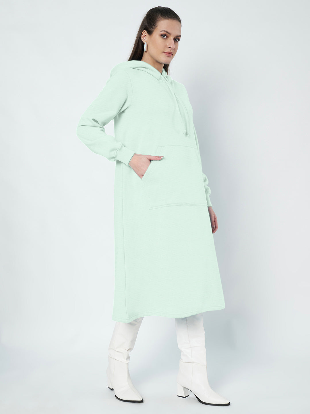 Hooded A-Line Midi Dress