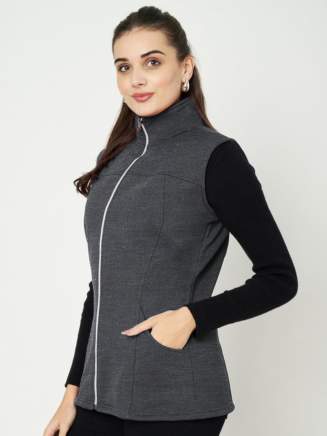 Mock Collar Fleece Tailored Jacket