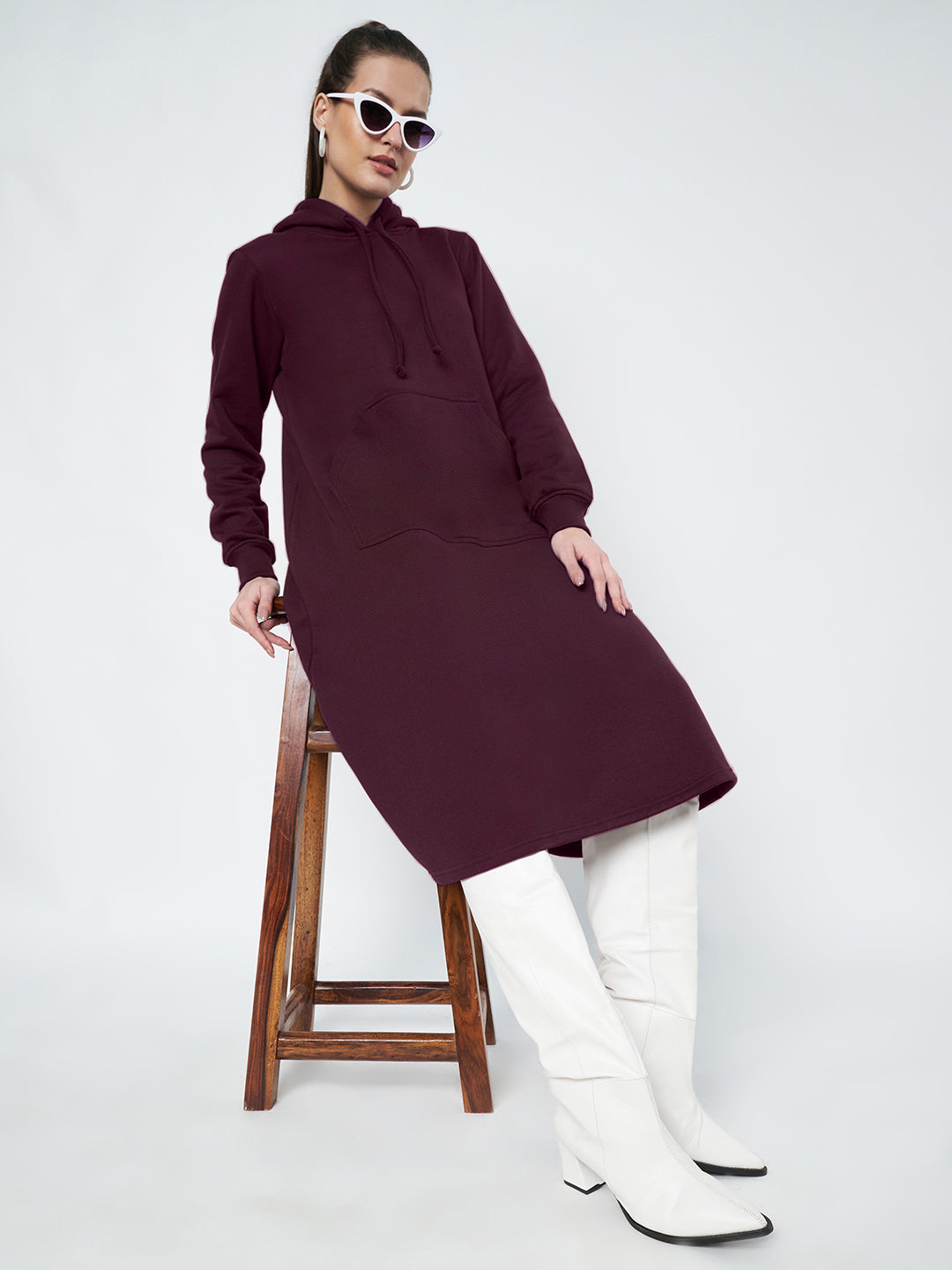 Hooded A-Line Midi Dress