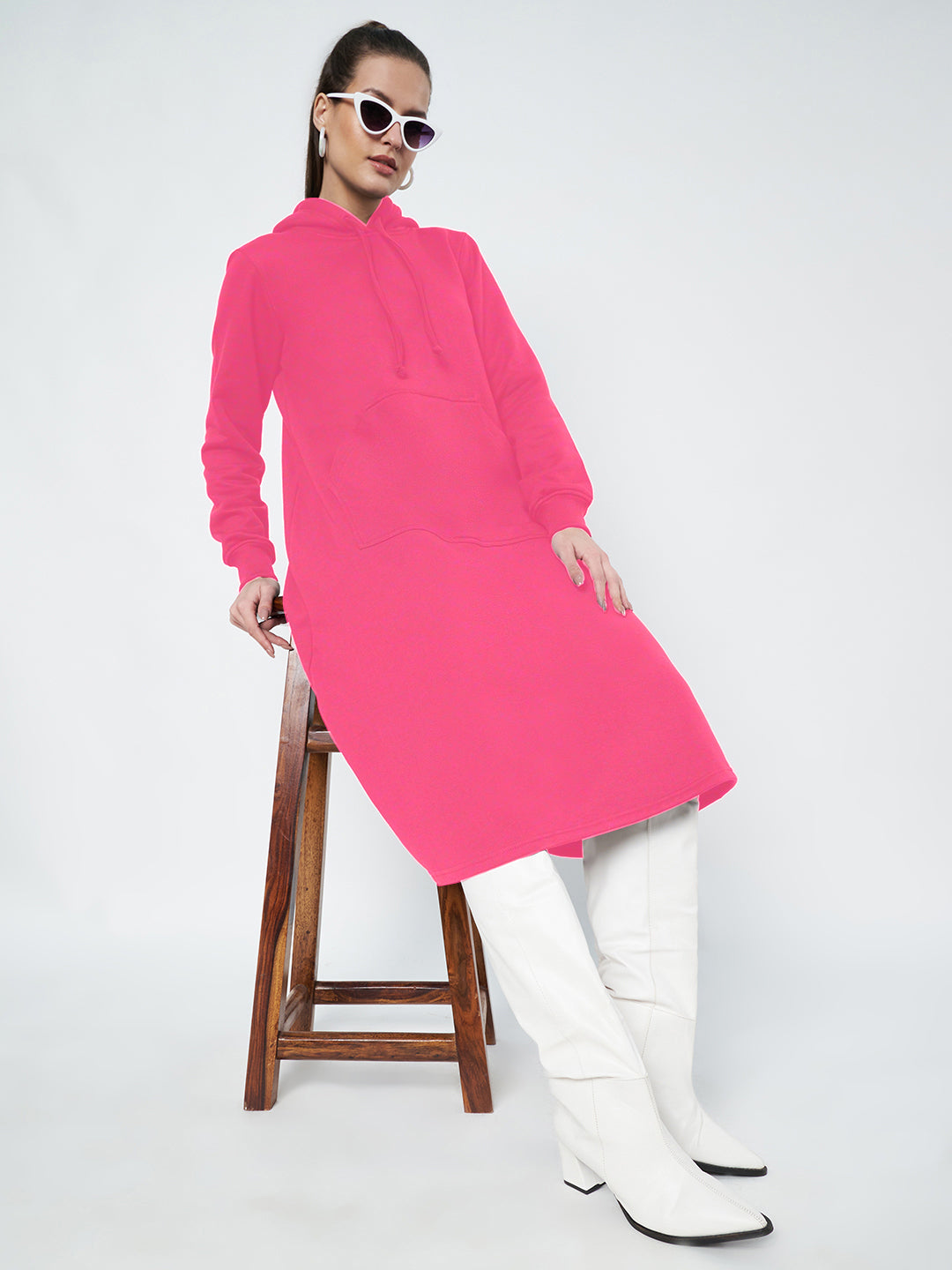 Hooded A-Line Midi Dress