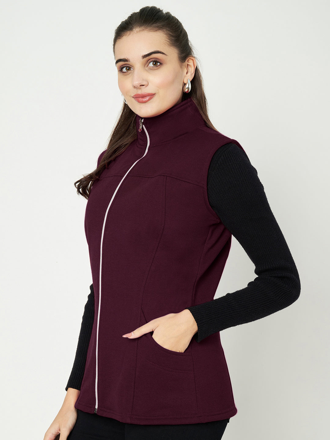 Mock Collar Fleece Tailored Jacket