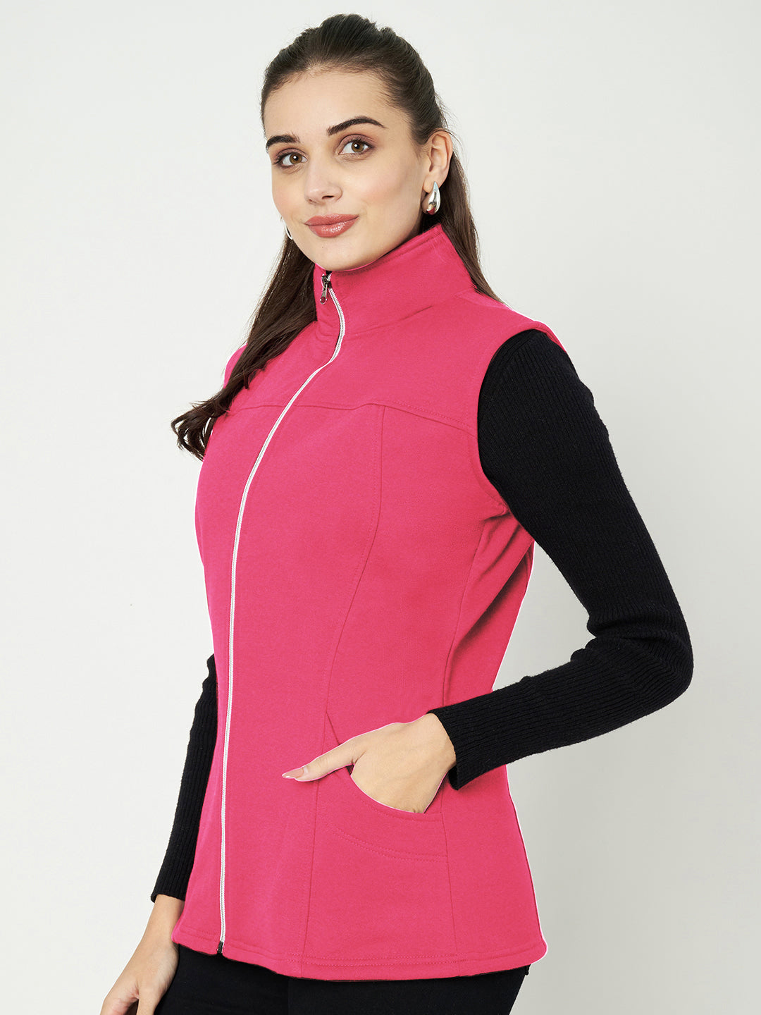 Mock Collar Fleece Tailored Jacket
