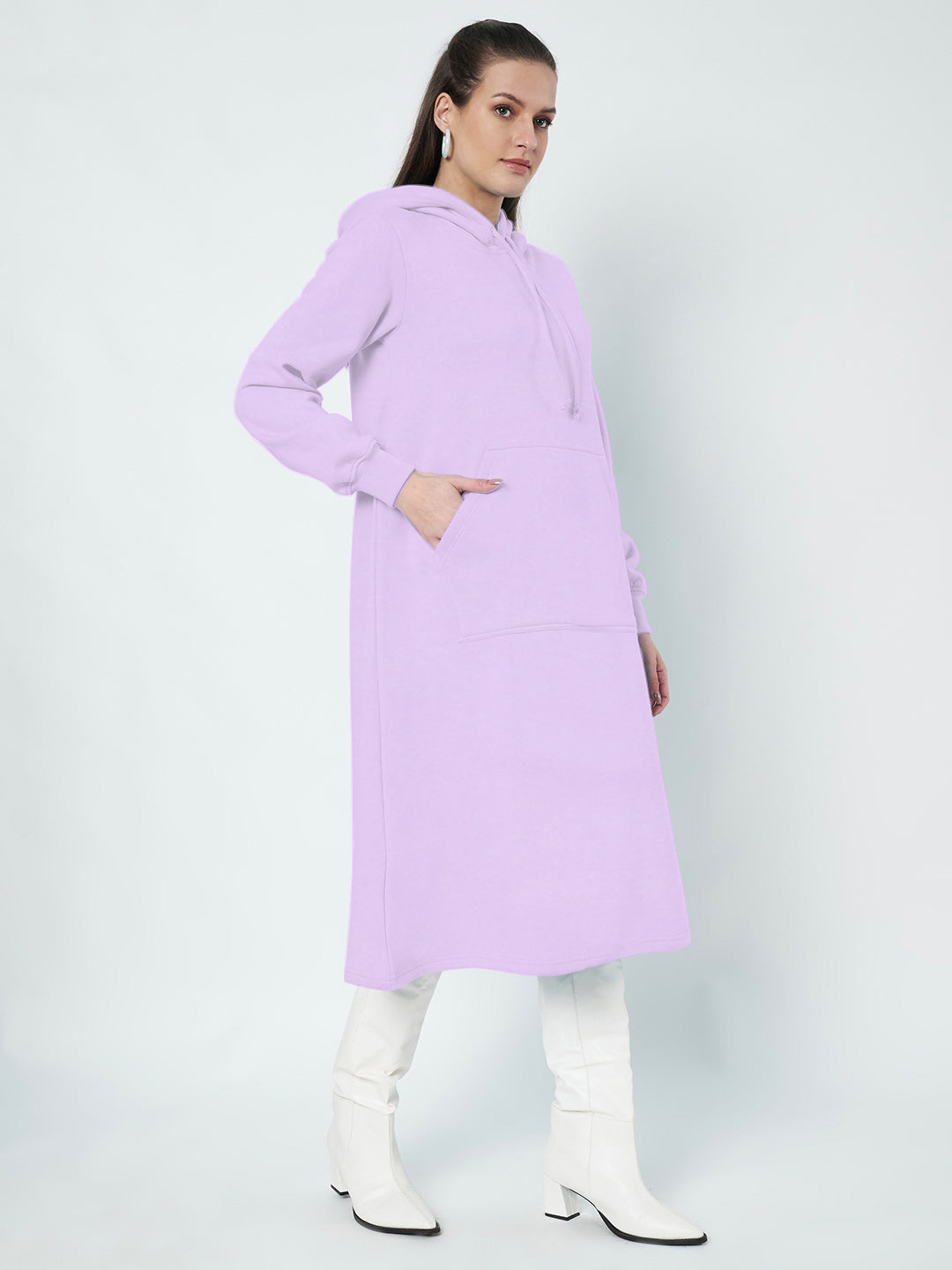 Hooded A-Line Midi Dress