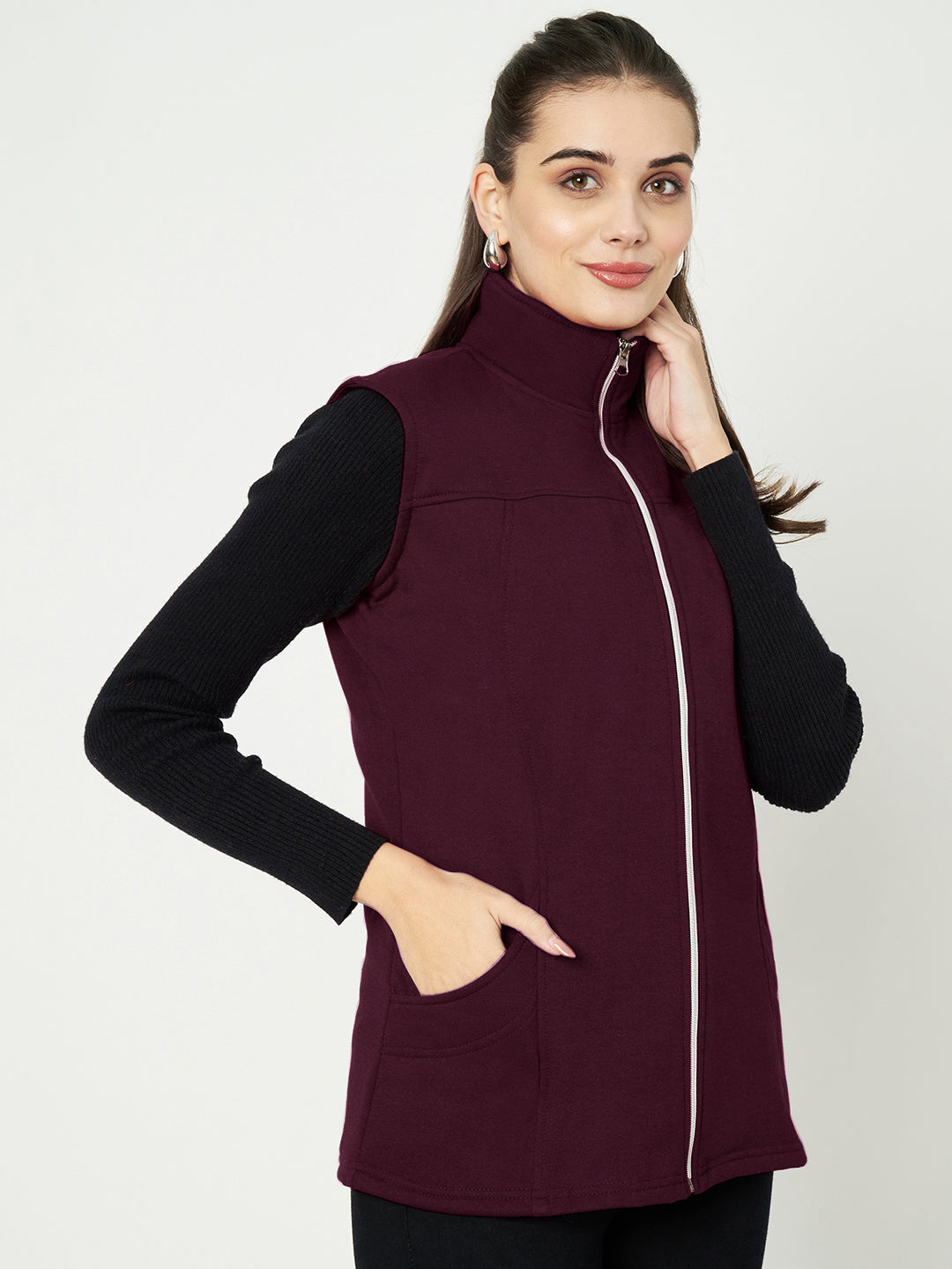 Mock Collar Fleece Tailored Jacket