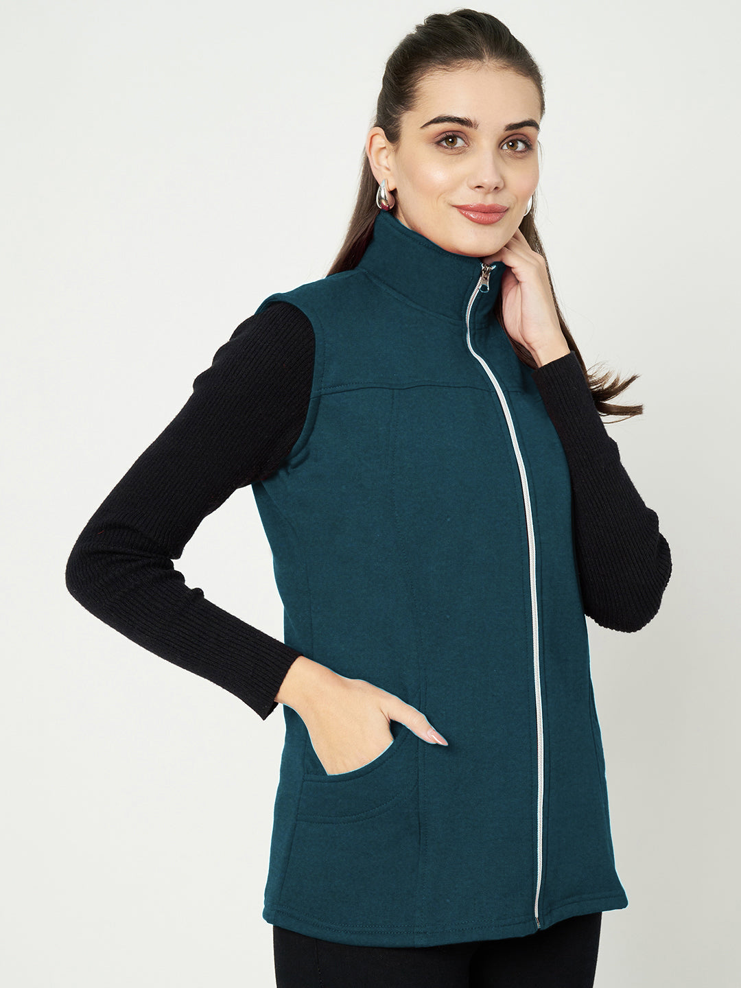 Mock Collar Fleece Tailored Jacket