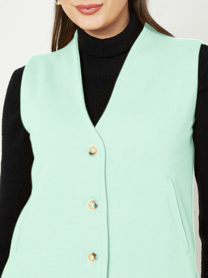 V-Neck Casual Polycotton Fleece Waistcoat with Pockets