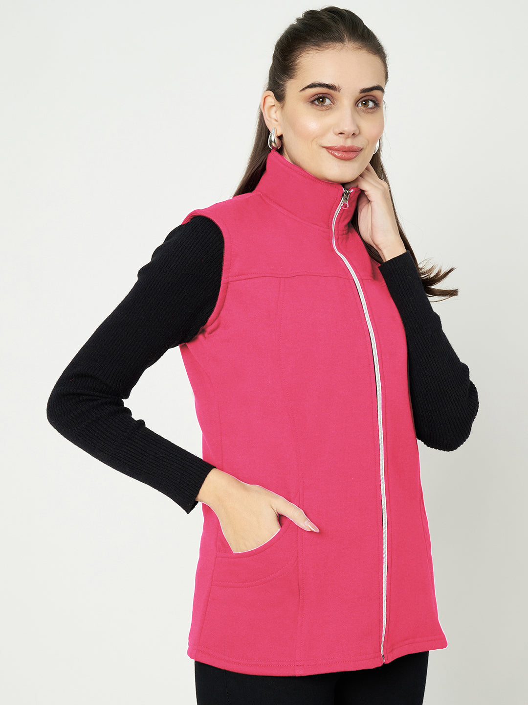 Mock Collar Fleece Tailored Jacket