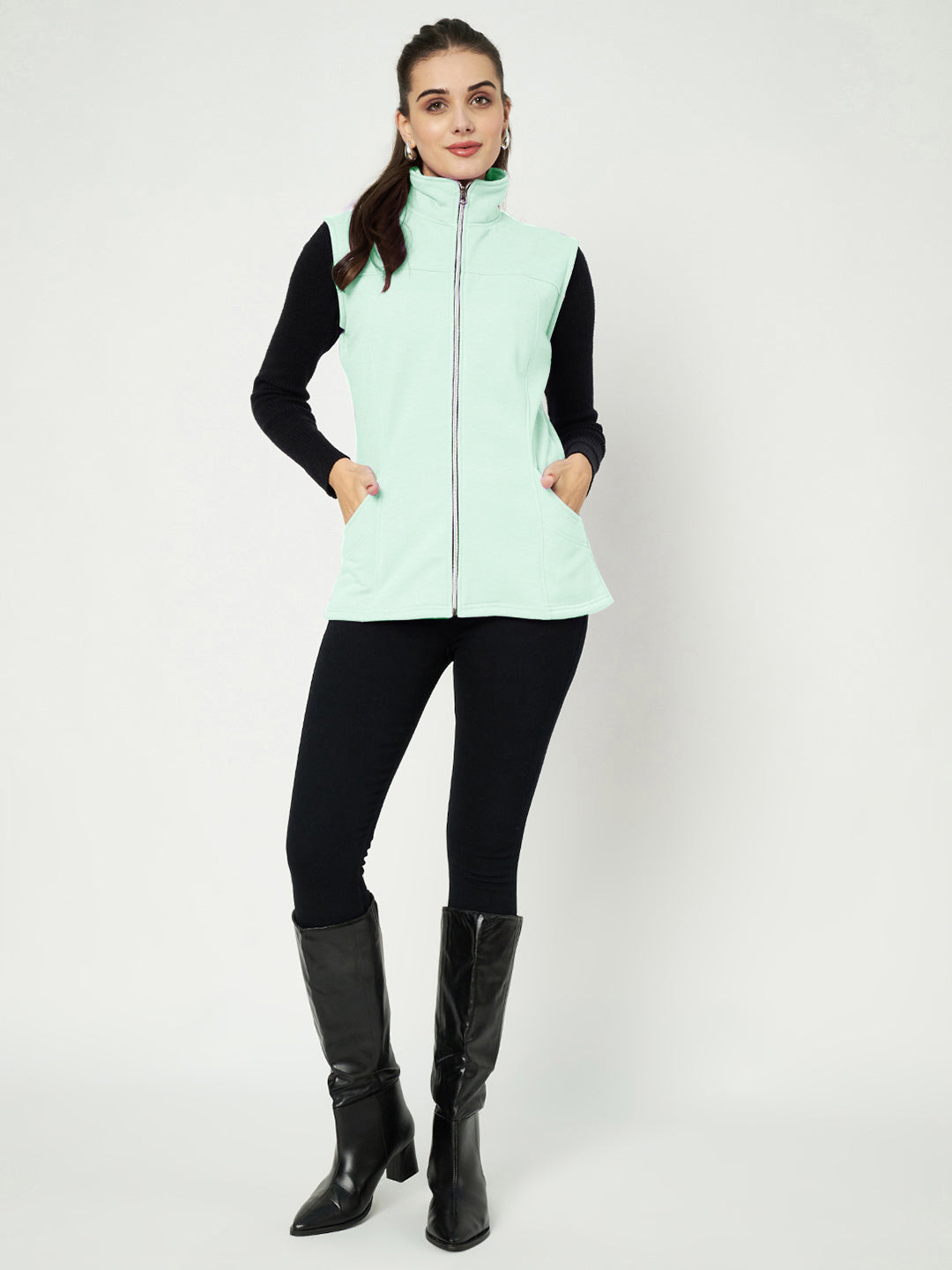 Mock Collar Fleece Tailored Jacket