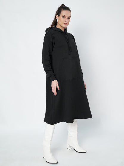 Hooded A-Line Midi Dress