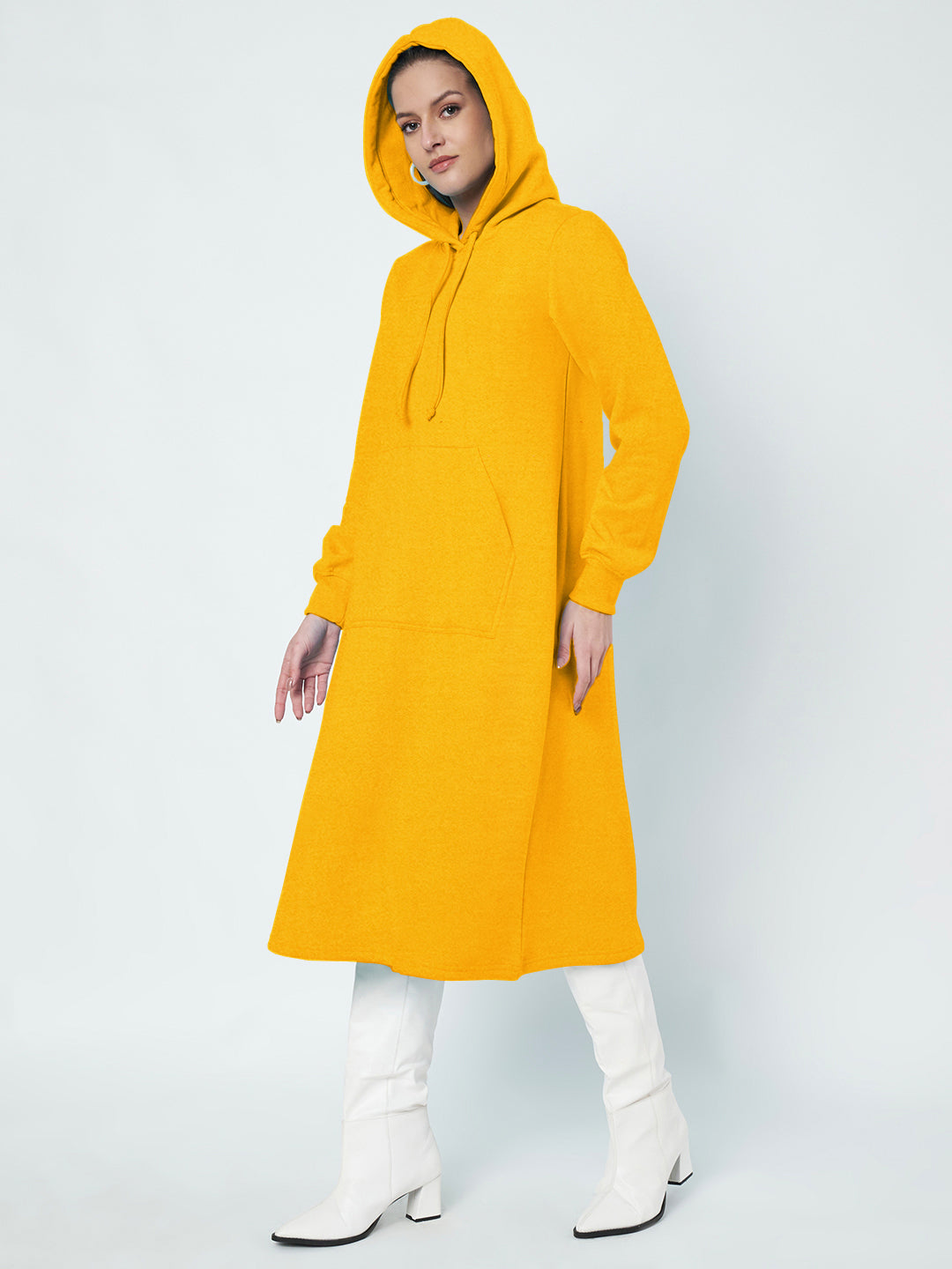 Hooded A-Line Midi Dress